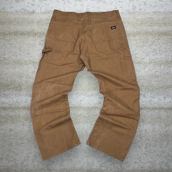 Vintage Dickies Carpenter Pants Camel Tan Canvas Relaxed Dungarees Painters 90s - Picture 1 of 4